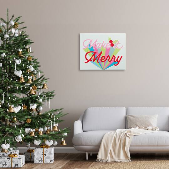 Stupell Industries Make It Merry Bold Christmas Stripes Canvas Wall Art